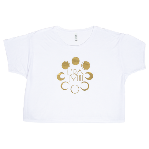 Gold moon phases tee white Lera Lynn