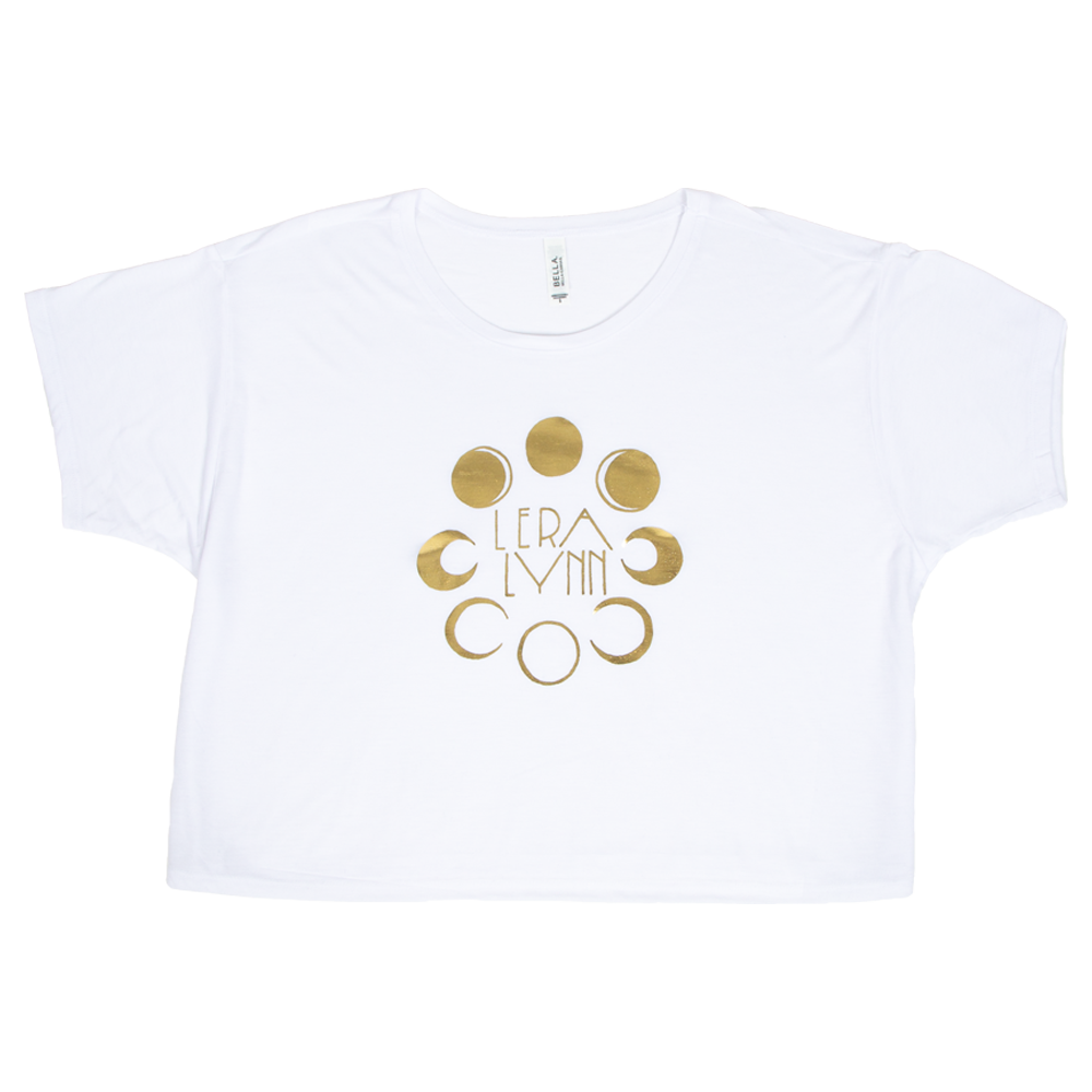 Gold moon phases tee white Lera Lynn